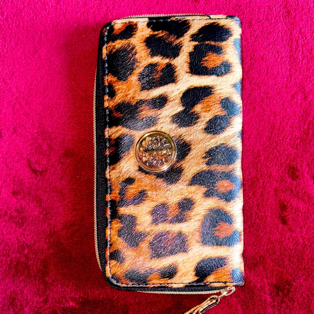 NWOT Leopard Print Wallet with Gold Button